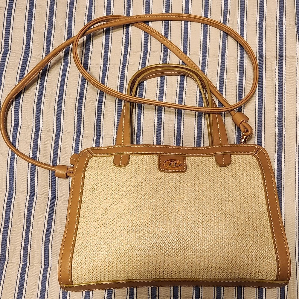 Etienne Aigner tan woven mini bag